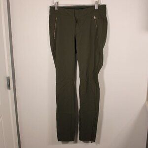 Athleta Olive Green Women's Pants With Zipper Pockets & Legs Size 2